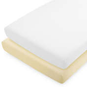 Bare Home Crib Microfiber Fitted Bottom Sheets (Crib - 2 Pack, Morning Sun/White)