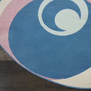 Nourison Grafix 8&#39;XROUND (8&#39; Round) Blue Multi Colored Area Rug Retro Contemporary Geometric by Nourison. View a larger version of this product image.