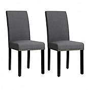 Costway Set of 2 Fabric Upholstered Dining Chairs with Nailhead-Gray