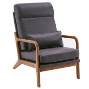Stock Preferred High Back Solid Wood Armrest Chair in Dark Grey