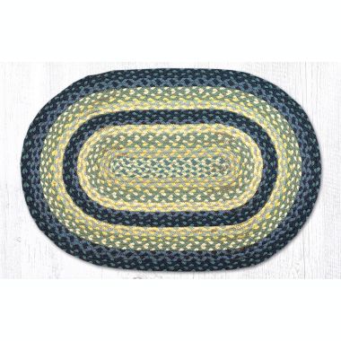 Earth Rugs C-362 Breezy Blue / Taupe / Ivory Oval Braided Rug 20 x 30 inch. View a larger version of this product image.