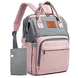 KeaBabies Original Diaper Backpack (Pink Gray)