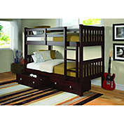 Donco Trading  Twin/Twin Mission Bunk Bed W/Dual Under Bed Drawers
