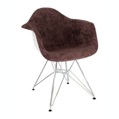 LeisureMod Willow Velvet Eiffel Metal Base Accent Chair - Coffee Brown. View a larger version of this product image.