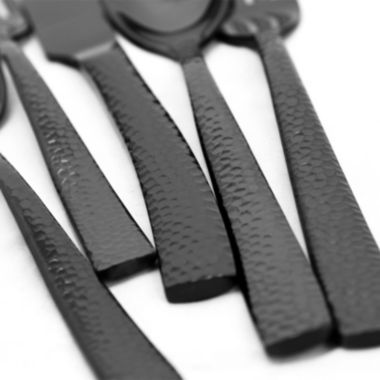 Gibson Elite Stonehenge 20 Piece Flatware Set in Black. View a larger version of this product image.