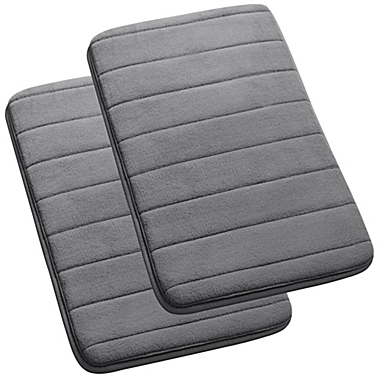 PiccoCasa Set of 2 Memory Foam Bath Mat Rug, Absorbent Velvet Memory Foam Bath Mat with Durable PVC Backing, 17"X24" Gray. View a larger version of this product image.