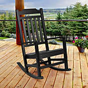 Flash Furniture Winston All-Weather Rocking Chair In Black Faux Wood - Black