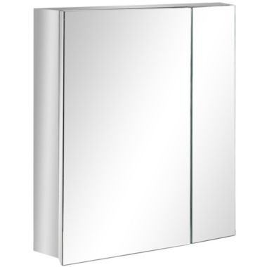 Halifax North America Wall Mounted Bathroom Medicine Cabinet Mirrored Cabinet with Hinged Doors 3-Tier Storage Shelves Silver. View a larger version of this product image.