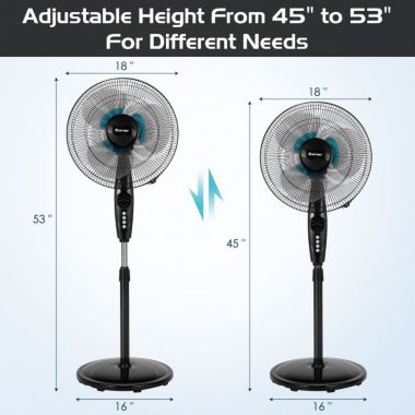Hooya Imp.& Exp.  16 Inches Adjustable Height Fan with Quiet Oscillating Stand. View a larger version of this product image.