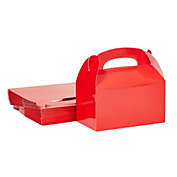 Juvale 24 Pack Red Gable Boxes for Candy, Goodie Gift Box with Handles for Treats (6.2 x 3.5 x 3.6 In)