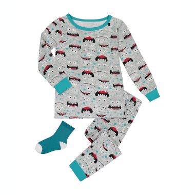 Sleep On It Infant/Toddler Boys Wacky Monster Snug Fit 2-Piece Pajama Sleep Set With Matching Socks. View a larger version of this product image.