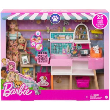Barbie Doll (11.5-in Blonde) and Pet Boutique Playset with 4 Pets,  Color-Change Grooming | buybuy BABY