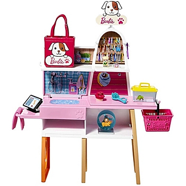 Barbie Doll (11.5-in Blonde) and Pet Boutique Playset with 4 Pets, Color-Change Grooming. View a larger version of this product image.