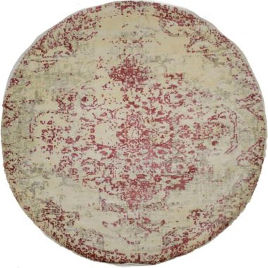 Distressed Floral Modern 6X6 Hand-Loomed Round Rug. View a larger version of this product image.