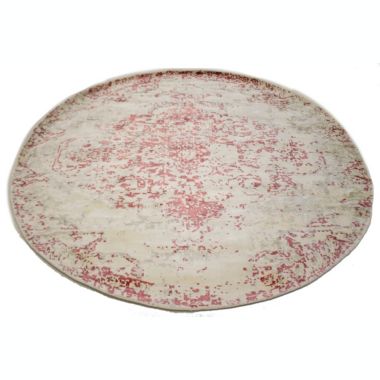 Distressed Floral Modern 6X6 Hand-Loomed Round Rug. View a larger version of this product image.