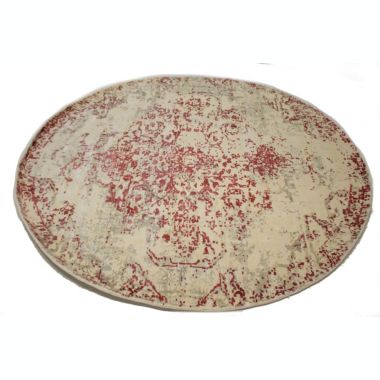 Distressed Floral Modern 6X6 Hand-Loomed Round Rug. View a larger version of this product image.