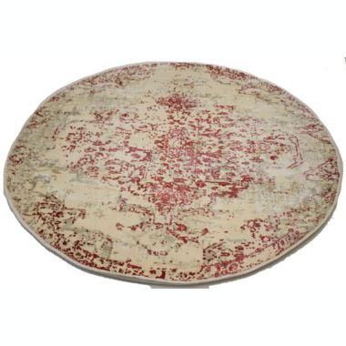 Distressed Floral Modern 6X6 Hand-Loomed Round Rug. View a larger version of this product image.