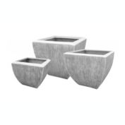 Screen Gems Home Decorative Square Flower Pot Ribbed Finish Set Of 3
