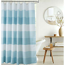 Kate Aurora Spa Accents Striped Waffle Fabric Shower Curtains - 72in. W x72in. L, Blue