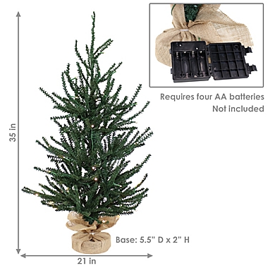 Sunnydaze 3-Foot Tall Festive Pine Pre-Lit Artificial Christmas Tree. View a larger version of this product image.