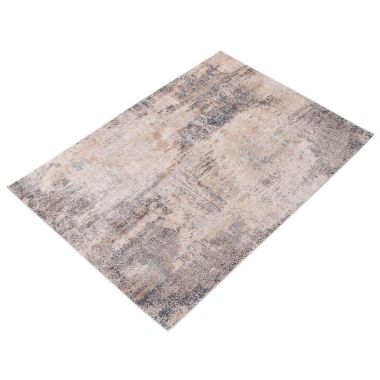 Chaudhary Living 6.5' x 9.5' Gray and Black Abstract Rectangular Area Throw Rug. View a larger version of this product image.
