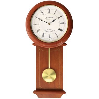 Bedford Clock Collection Olivia  Inch Cherry Wood Chiming Pendulum Wall  Clock | Bed Bath & Beyond