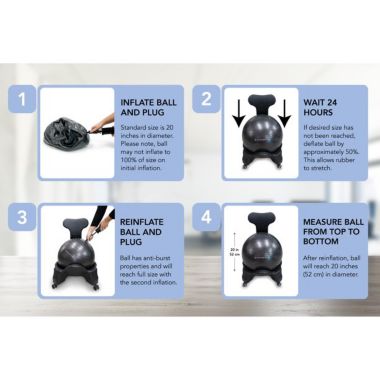 PharMeDoc Exercise Balance Ball Chair with Base & Back Support for Home and Office. View a larger version of this product image.