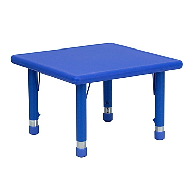 24&#39;&#39; Square Blue Plastic Height Adjustable Activity Table. View a larger version of this product image.