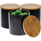 Alternate image 0 for Juvale Black Ceramic Canisters with Bamboo Lids for Kitchen (4 x 4.13 Inches, 3 Pack)