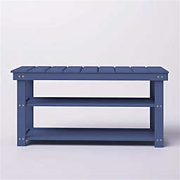 Slickblue Blue Wood 2-Shelf Shoe Rack Storage Bench - 150 lbs. Weight Capacity