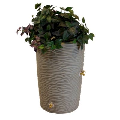 Good Ideas Planter Barrel Impressions 50 Gallon Palm Rain Saver - Khaki