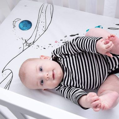 JumpOff Jo Fitted Crib Sheet, Cotton Crib Sheet for Standard Sized Crib Mattresses, Hypoallergenic and Breathable, 28" x 52", Moonlight Mermaid. View a larger version of this product image.