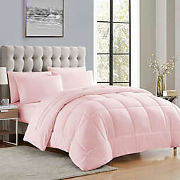 Sweet Home Collection Bed-in-A-Bag Solid Color Comforter & Sheet Set Soft All Season Bedding, Twin XL, Pale Pink