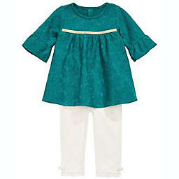 First Impressions Baby Girl's 2 Pc Lace Tunic & Ruffle Leggings Set Green Size 6-9MOS