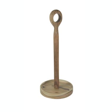 Things2Die4 Natural Acacia Wood Paper Towel Holder Kitchen Accent Boho Décor. View a larger version of this product image.