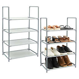 Juvale 2 Pack Gray 4-Tier Narrow Shoe Rack for Entryway, Metal Free Standing Shelf Organizer for Closet (17 x 11 x 30 In)