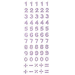 Wrapables Numbers Adhesive Rhinestones / Purple