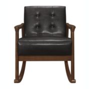 Lazzara Home Odelle Dark Brown Faux Leather Solid Wood Rocking Chair