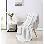 Kate Aurora Ultra Soft & Plush Herringbone Fleece Throw Blanket Covers - White Color