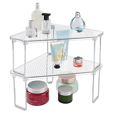 mDesign Plastic Bathroom Stackable Corner Organizer Shelf. View a larger version of this product image.