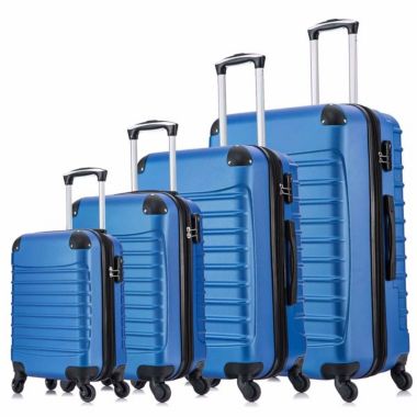 Infinity Merch 4 Piece Set Luggage Expandable Suitcase in Blue. View a larger version of this product image.