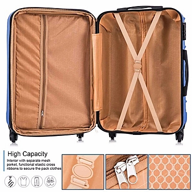 Infinity Merch 4 Piece Set Luggage Expandable Suitcase in Blue. View a larger version of this product image.