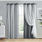 Kate Aurora Basic Elegance 2 Pack Double Layered Hotel Chic Sheer Light Defusing Curtains - 38 in. W x 84 in. L, Gray