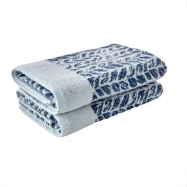 SKL Home Distressed Leaves Bath Towel - 28x54", Denim Blue. View a larger version of this product image.