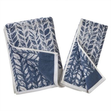 SKL Home Distressed Leaves Bath Towel - 28x54", Denim Blue. View a larger version of this product image.