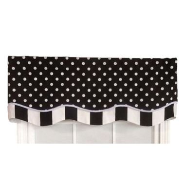 RLF Home Glory Valance Dotty Style High Quality Modern Design Black 3" Rod Pocket 50W X 16L. View a larger version of this product image.