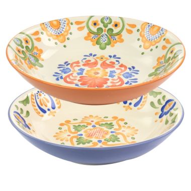 Laurie Gates Tierra 2 Piece Round Stoneware Dinner Bowl Set in Assorted Designs. View a larger version of this product image.