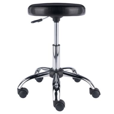 Clark Adjustable Cushion Seat Swivel Stool, Black and Chrome. View a larger version of this product image.