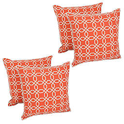 Blazing Needles Blazing Needles 18-inch Corded Throw Pillows with Inserts (Set of 4) - Orange Lattice