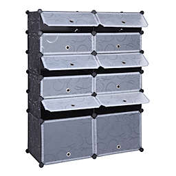 Inq Boutique 12-Cube DIY Shoe Rack Modular Organizer Plastic Cabinet 6 Tier Modular closet